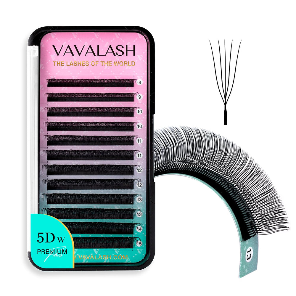 VAVALASH U 5D lashes with C curl and 0.07mm thickness for 8–15mm lengths, ready for fans.