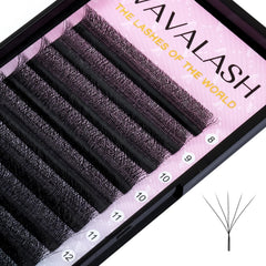 VAVALASH W-shaped 5D premade fans, 0-07 C curl, 10mm, for quick volume.
