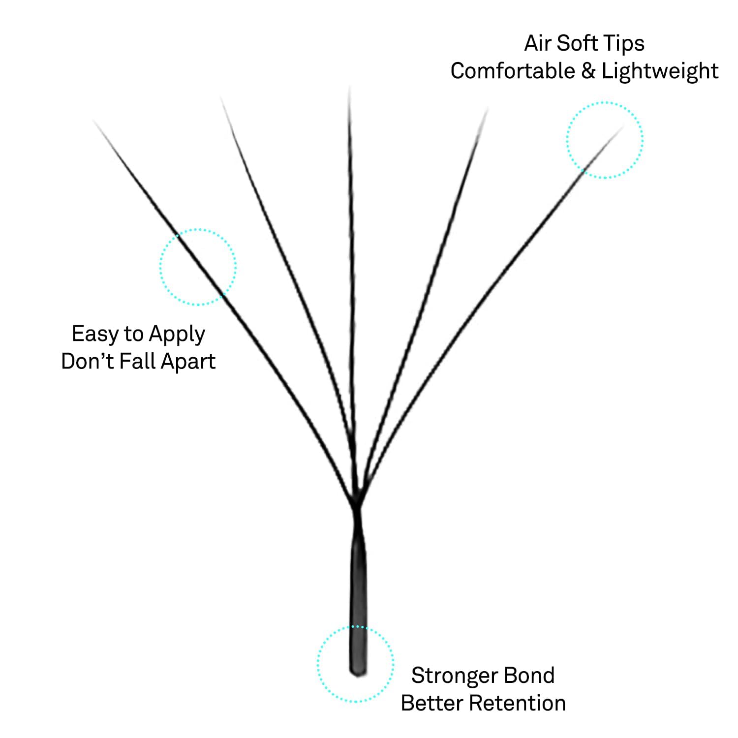 VAVALASH W-shaped fans in matte black finish for natural-looking volume