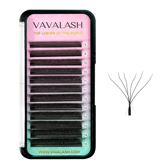 VAVALASH W shape 6D fans close-up showing fluffy matte black volume