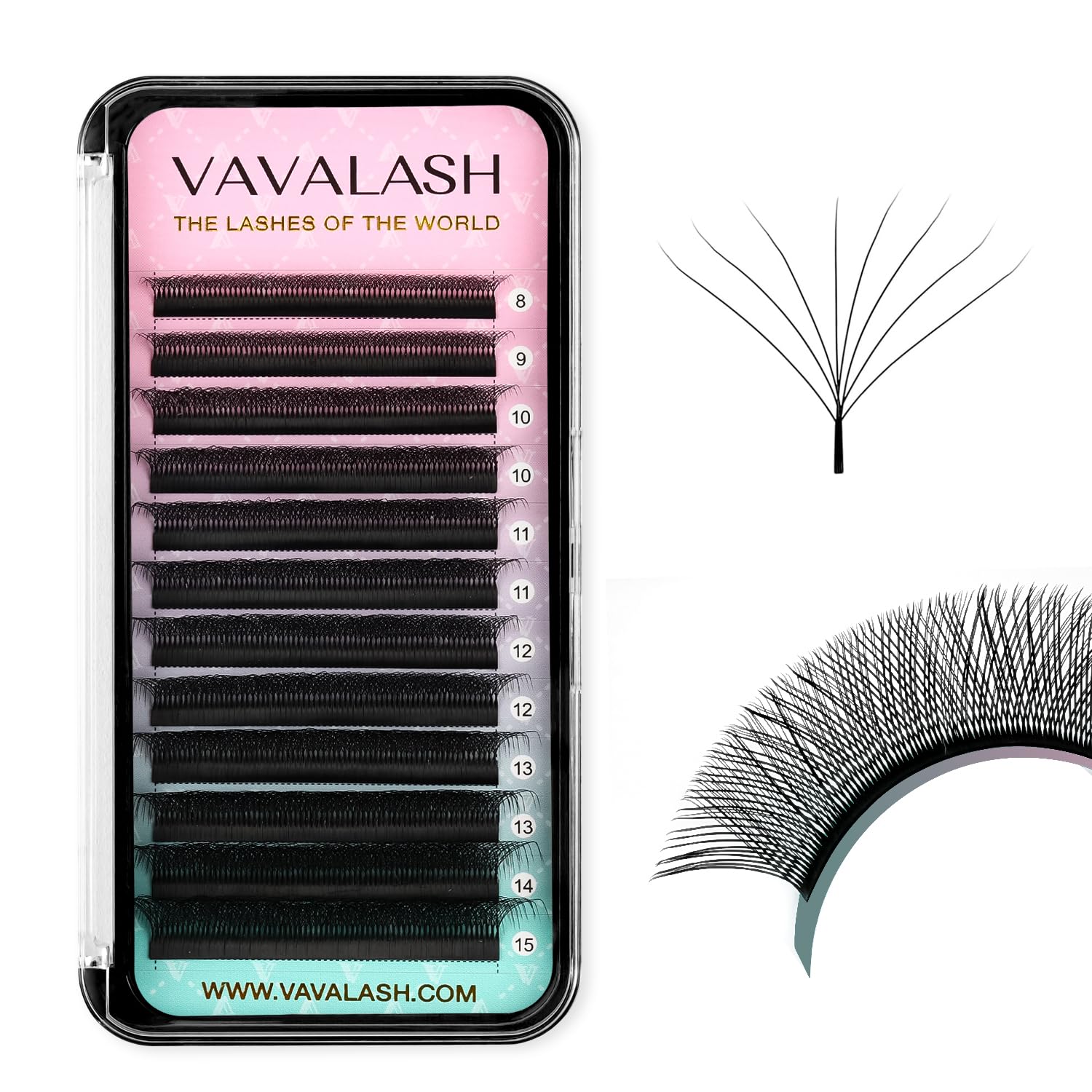 VAVALASH W-shape 8D premade fans collection for quick full-coverage lash looks.