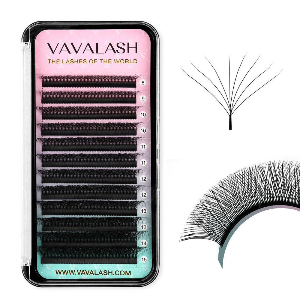VAVALASH W-shape 8D premade fans collection for quick full-coverage lash looks.