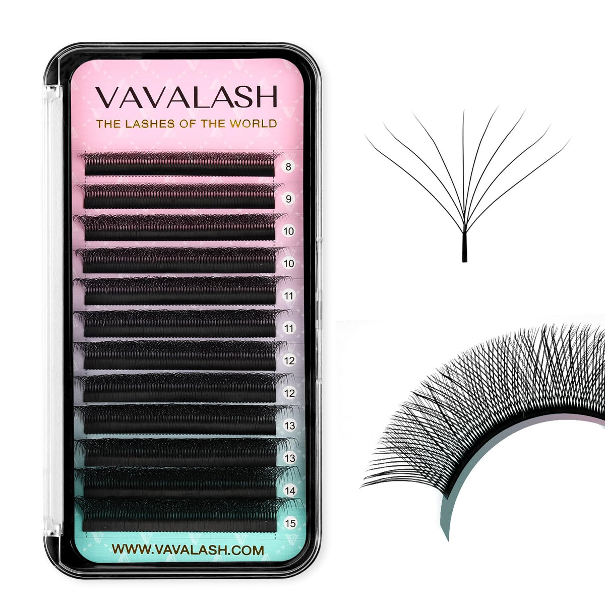 VAVALASH W-shape 8D premade fans collection for quick full-coverage lash looks.