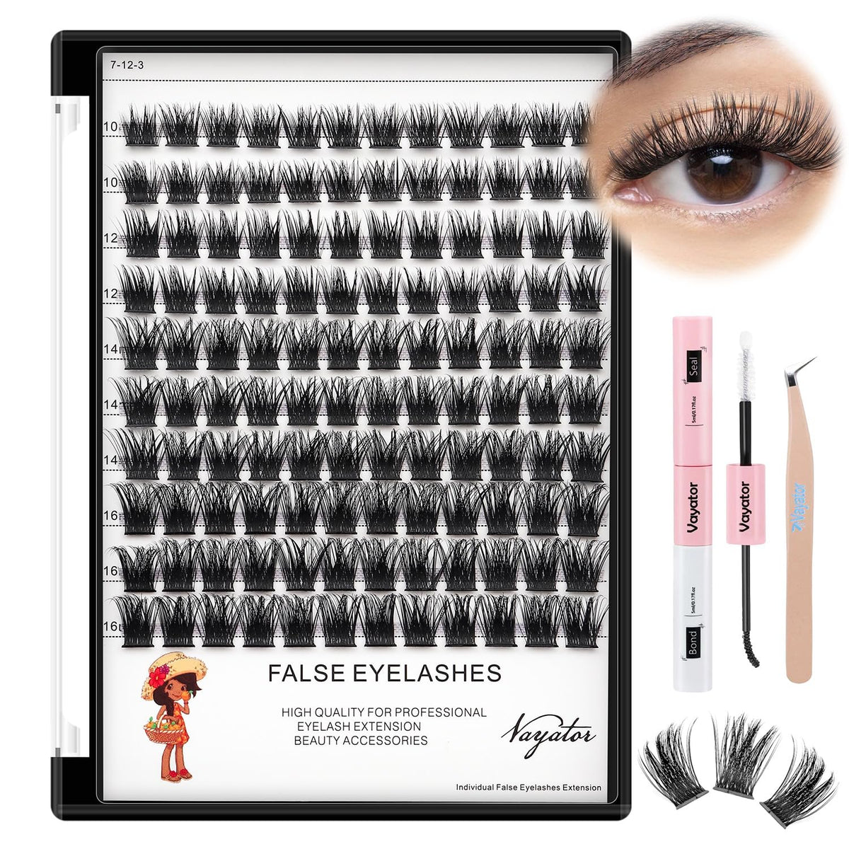 Vayator lashes mixed kit 8-20mm D curl for customizable styles