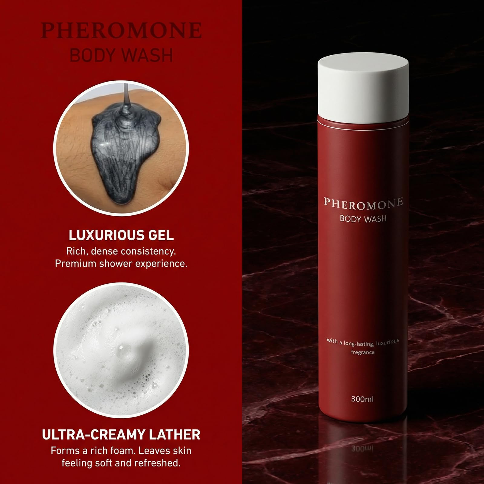 Vbolre Fragrances Pheromone Body Wash closeup-scent capturing lasting masculine aroma.