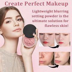 Vbolre Pink Blurring Powder swatch shows translucent texture across multiple skin tones.