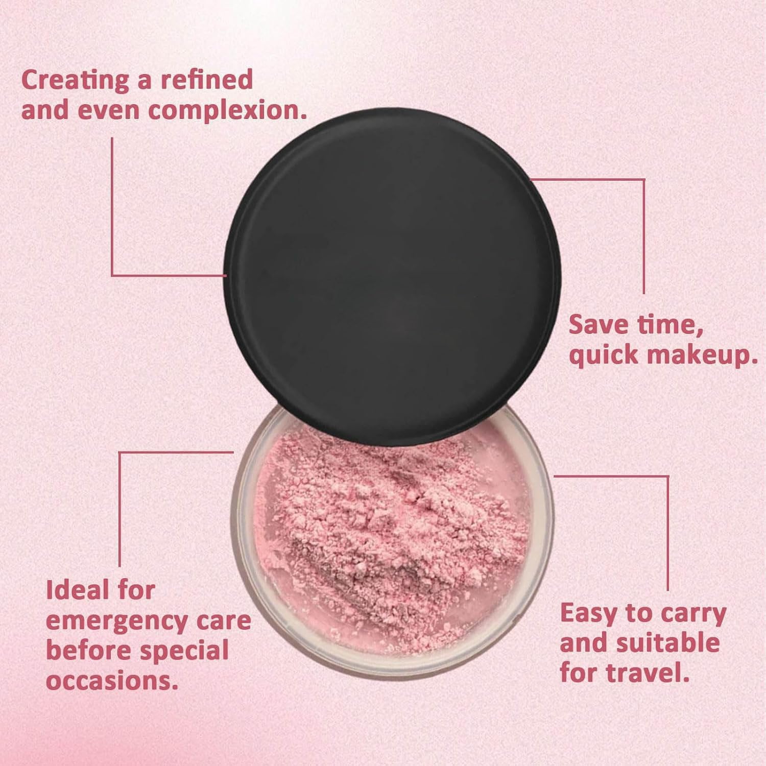 Vbolre Pink Blurring Powder travel pack offers portability and quick touchups.