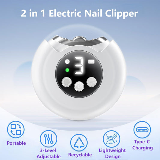 VBXBKC electric nail clipper side view demonstrates ergonomic grip for precise control