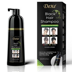 Vedora Instant Black Hair Shampoo bottle showing color-boosting formula for quick at-home coloring