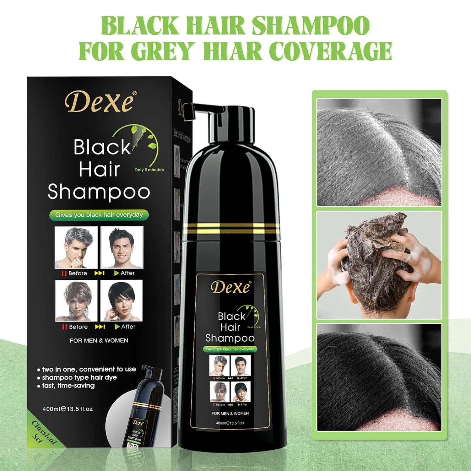 Vedora Instant Black Hair Shampoo gloves included for clean, even application