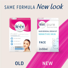 Veet Face Cream Kit Sensitive applying cream on cheeks demonstrating precise application