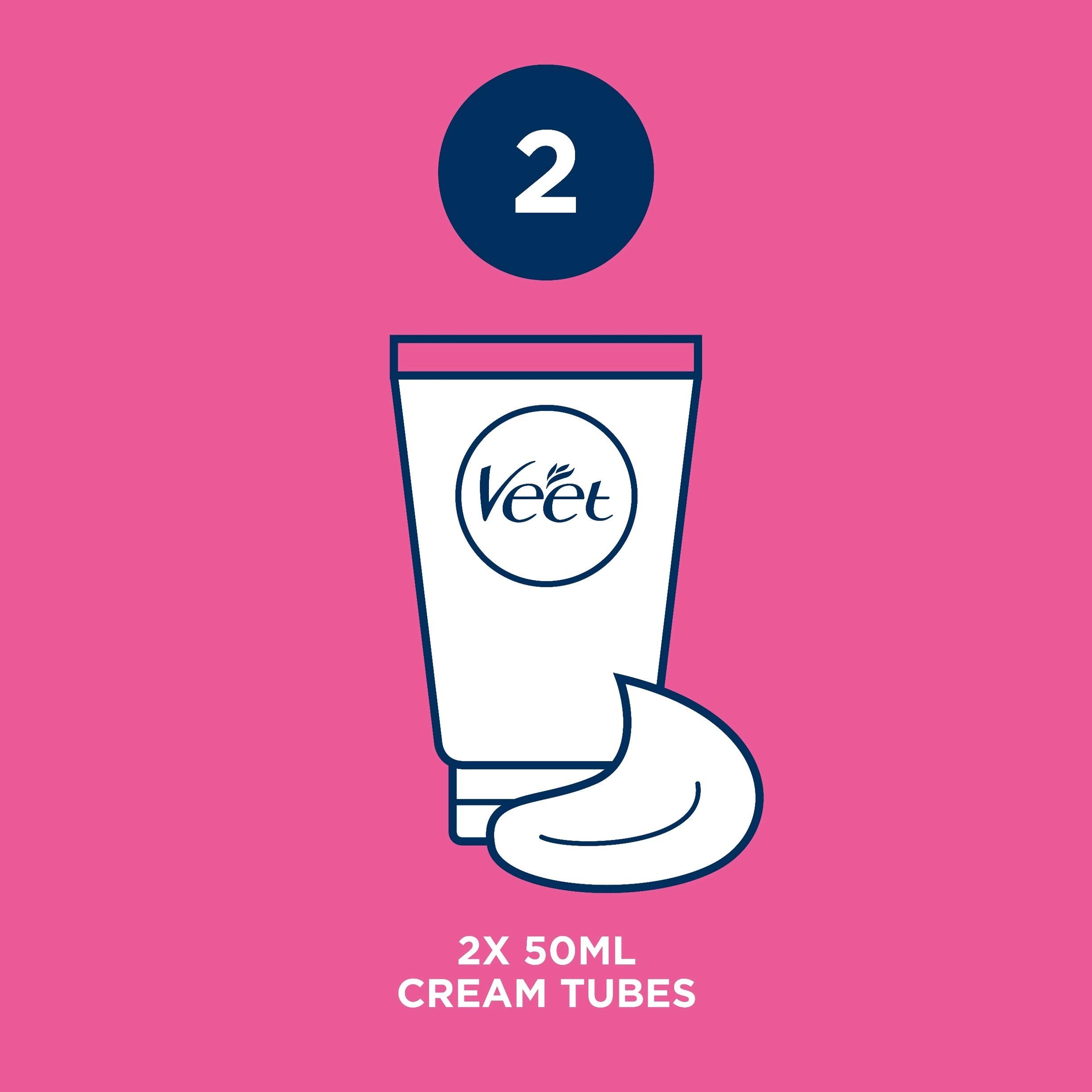 Veet Face Cream Kit Sensitive formula packaging highlighting fewer chemical ingredients