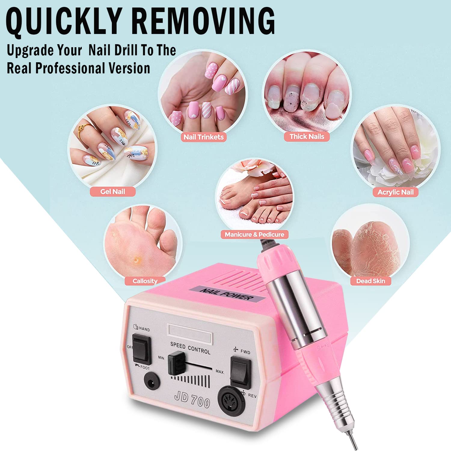Véfaîî JD700 low-noise design supports comfortable, longer nail sessions.