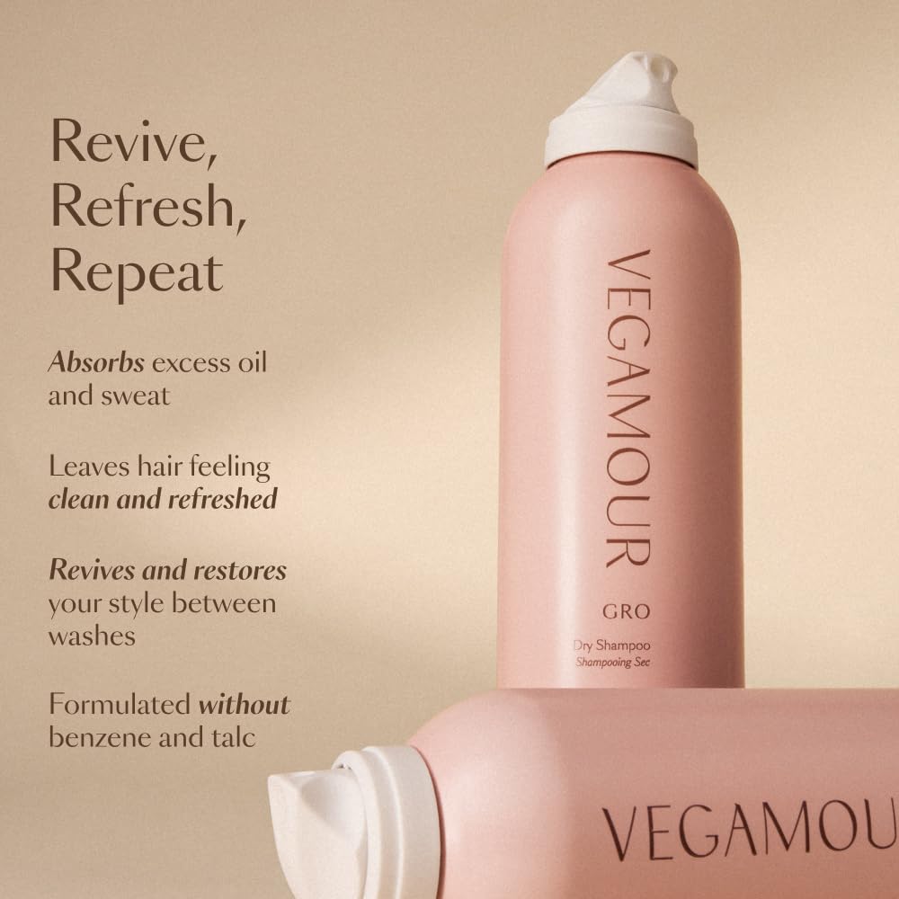 VEGAMOUR GRO dry shampoo bergamot scent freshens your look.