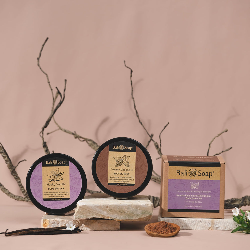 Vegan-friendly label and natural ingredient icons for Bali Soap.