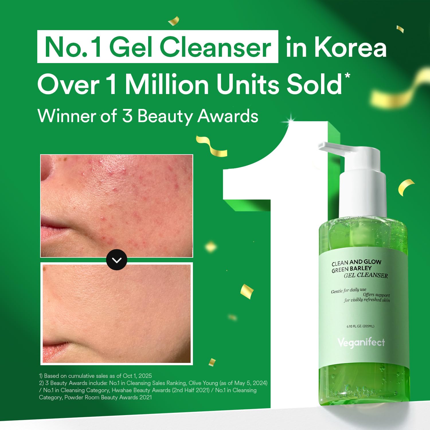 Creamy gel-to-foam texture ready to gently cleanse pores and refresh skin.