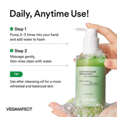 Clinical test visuals indicating cleaner pores and improved hydration.
