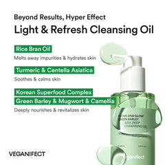 Cleansing oil being rinsed away with water from VEGANIFECT