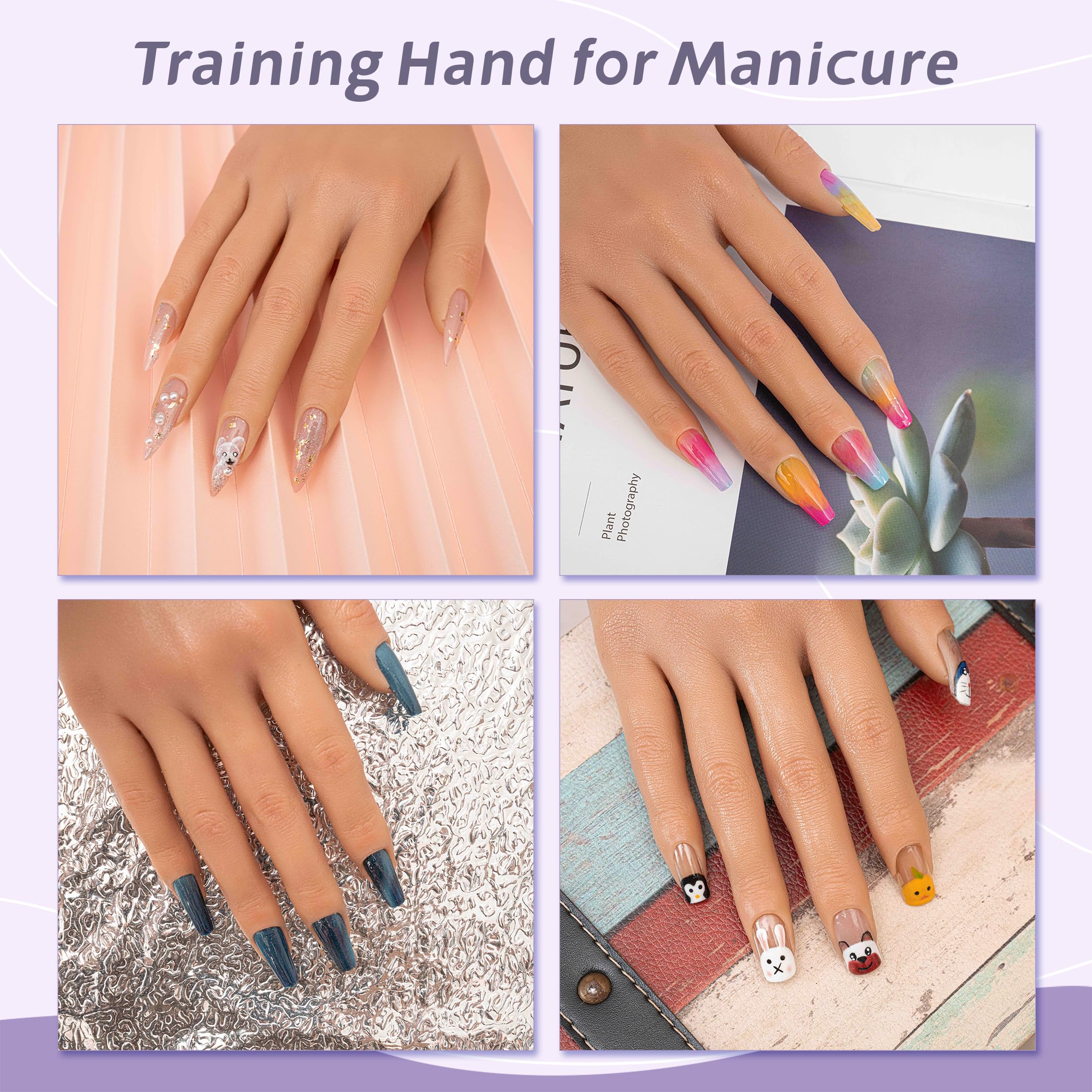 Veikmv powder brush enables even powder application on practice nails