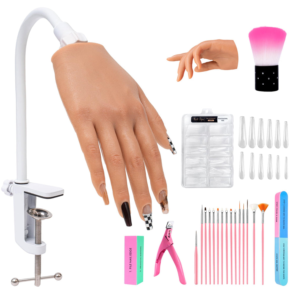 Veikmv nail silicone practice hand with articulated fingers for realistic acrylic nail training
