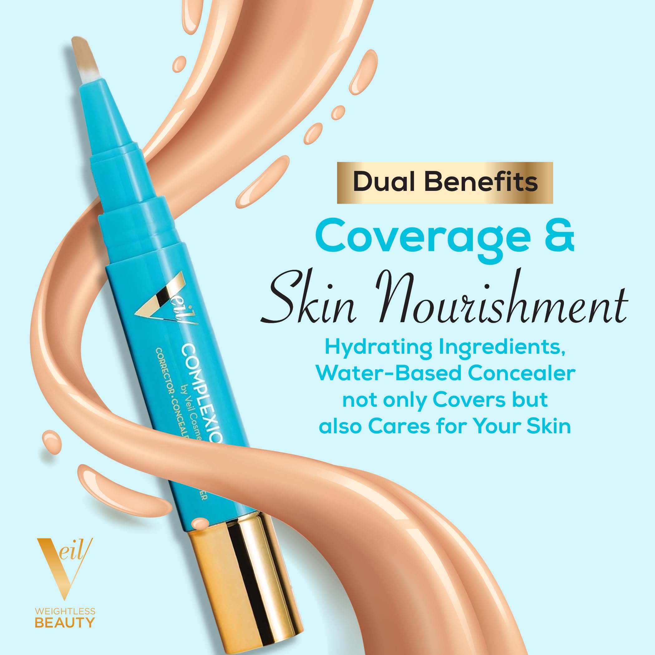 Veil Cosmetics Complexion Fix Concealer texture showcasing hydrating, lightweight finish