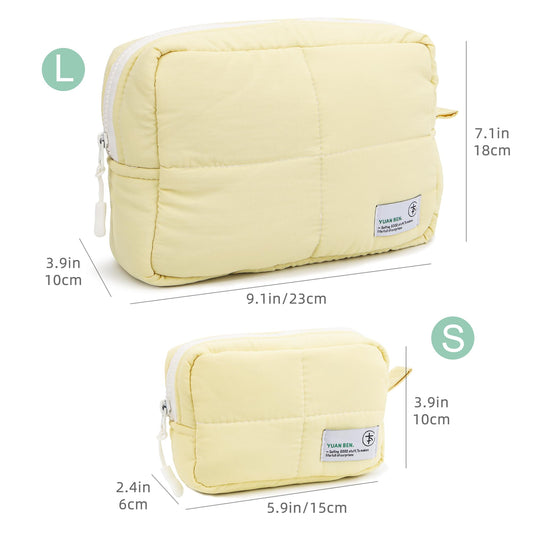 Veki Puffy bag in yellow small side view for compact travel storage.