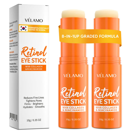 VELAMO ADVANCED Retinol Eye Stick packaging with two sticks for easy daily use