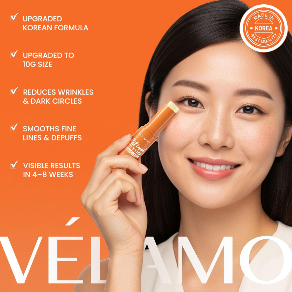 VELAMO ADVANCED Retinol Eye Stick two-pack display highlighting convenient daily routine