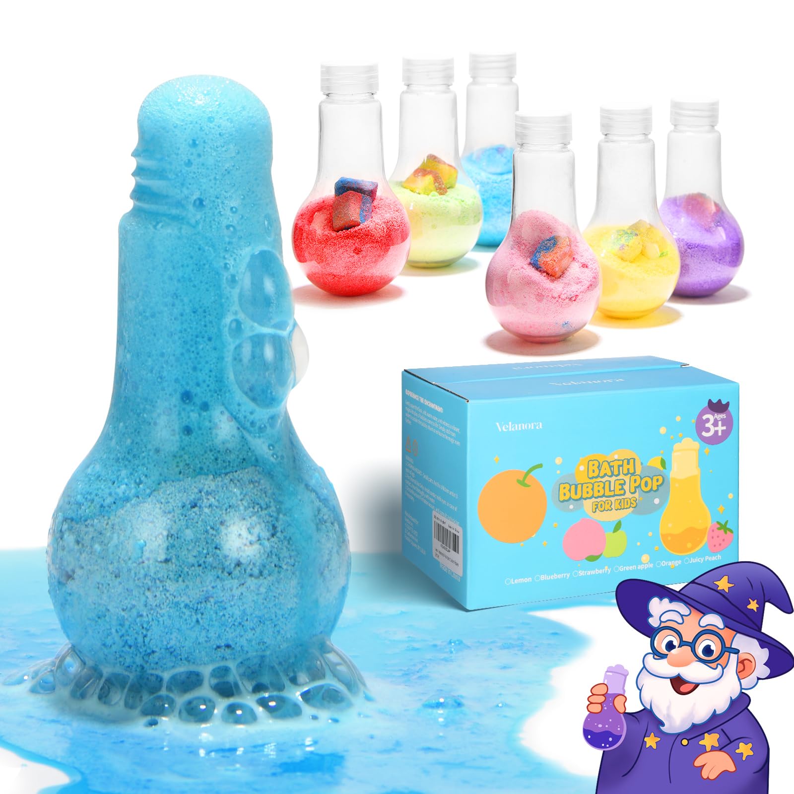 Velanora Bath Potions Kit front view for kids bath time fun and safe exploration