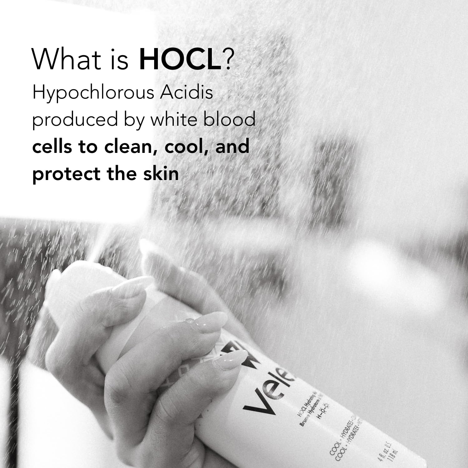 Velez HOCL Hydrating Face Mist after sun care cooling and soothing the skin.