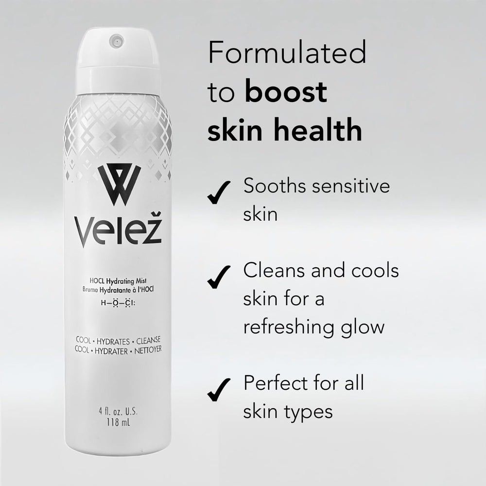 Velez HOCL Hydrating Face Mist used in spa or clinic settings for professional skincare.