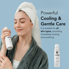 Velez HOCL Hydrating Face Mist spritz on face for quick cooling and cleansing.