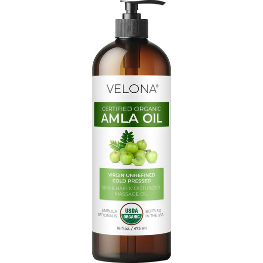Velona Amla Oil bottle pour for easy, mess-free hair conditioning.