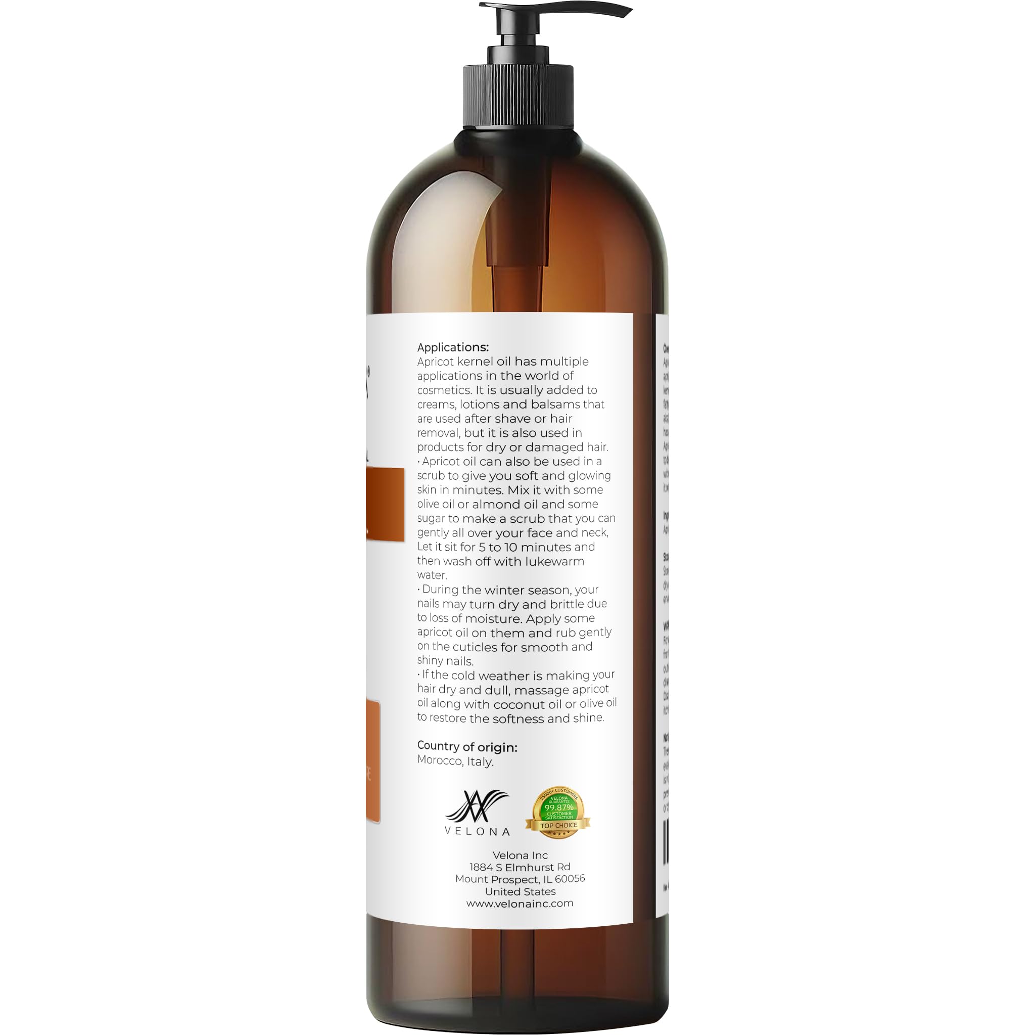 Velona Apricot Kernel Oil texture spreading smoothly on skin.