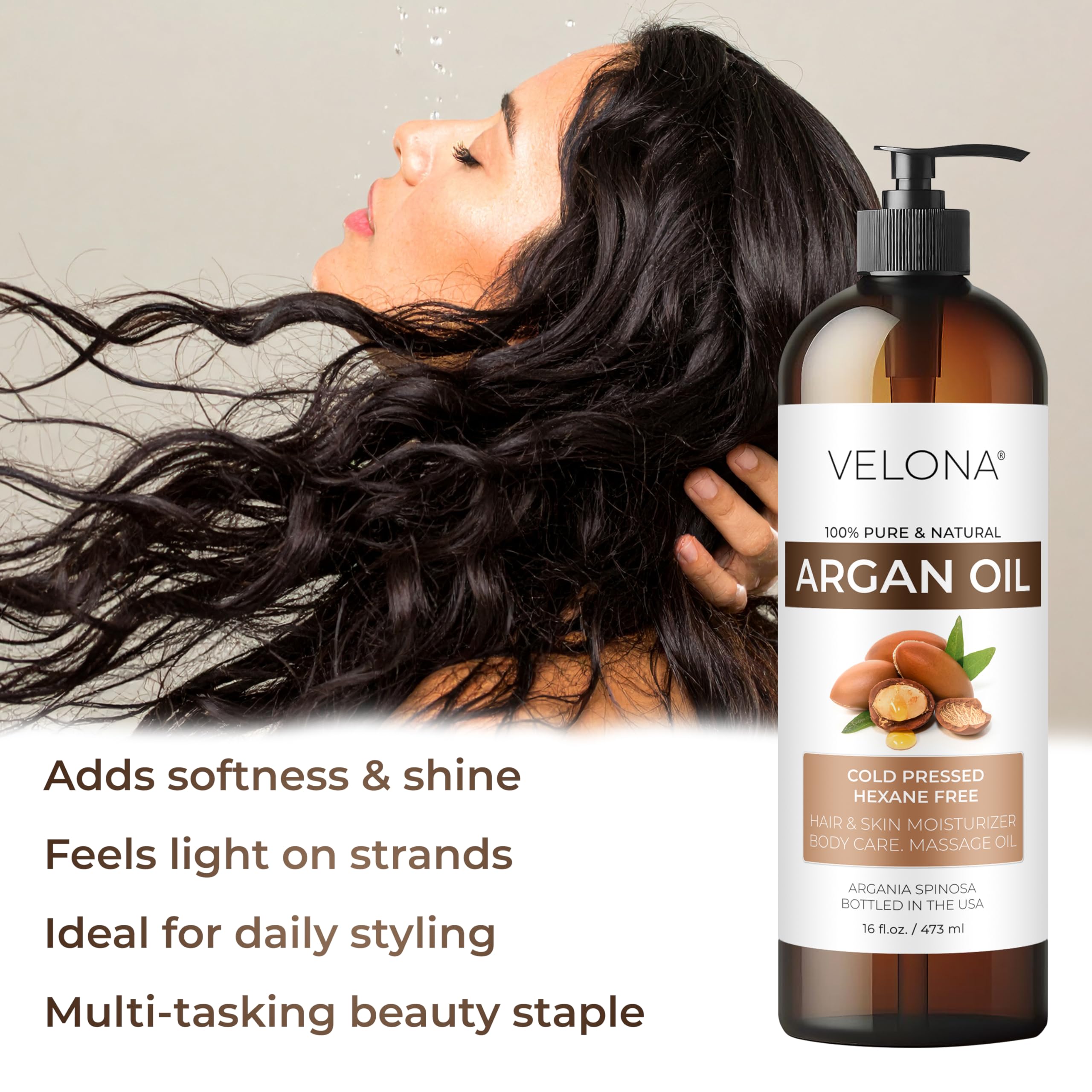 Velona Argan Oil in skin care use shown in close-up for hydration