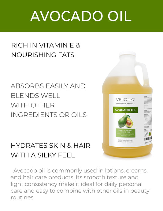 Velona Avocado Oil pour shows light texture for easy blending.