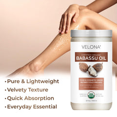 Velona Babassu Oil on skin providing balanced moisture and silky feel