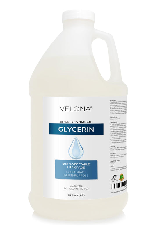 Velona Glycerin Vegetable USP Grade 64 oz bottle, clear and pure for skin care