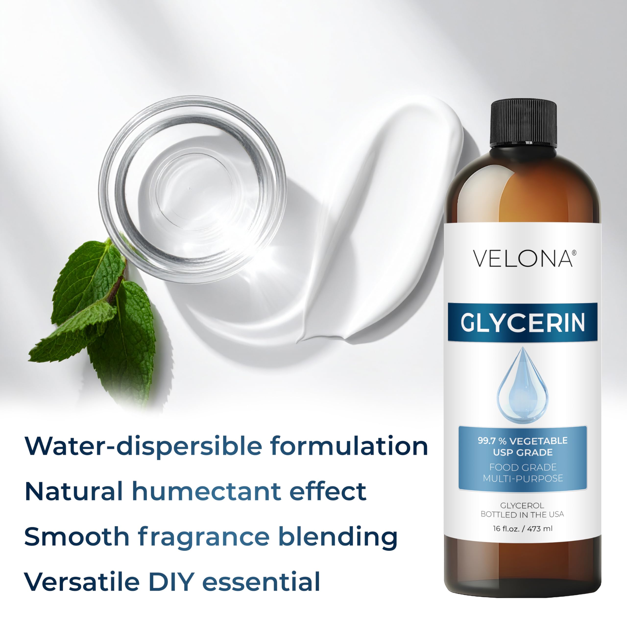 Velona Glycerin Vegetable USP Grade humectant helps skin stay soft and hydrated