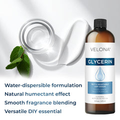 Velona Glycerin Vegetable USP Grade humectant helps skin stay soft and hydrated
