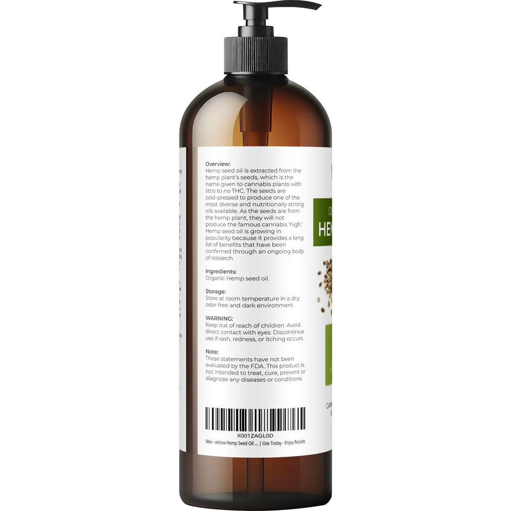 Velona Hemp Seed Oil green hue closeup shows natural, unrefined purity.