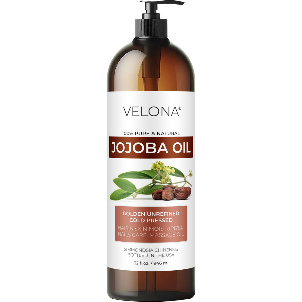 Velona Jojoba Oil bottle with pump for easy application and hydration