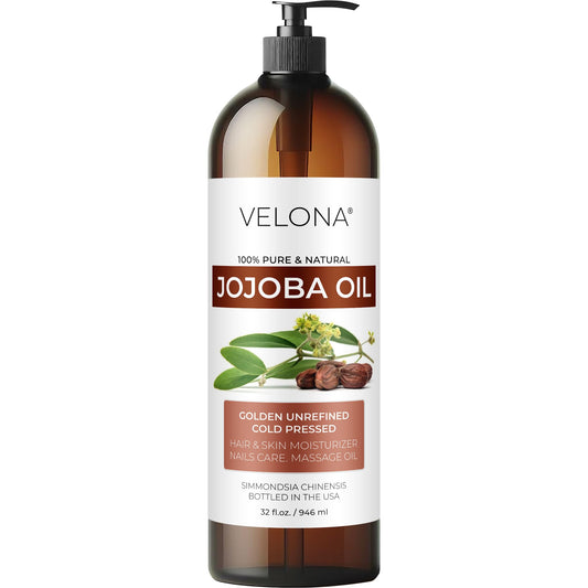 Velona Jojoba Oil bottle with pump for easy application and hydration