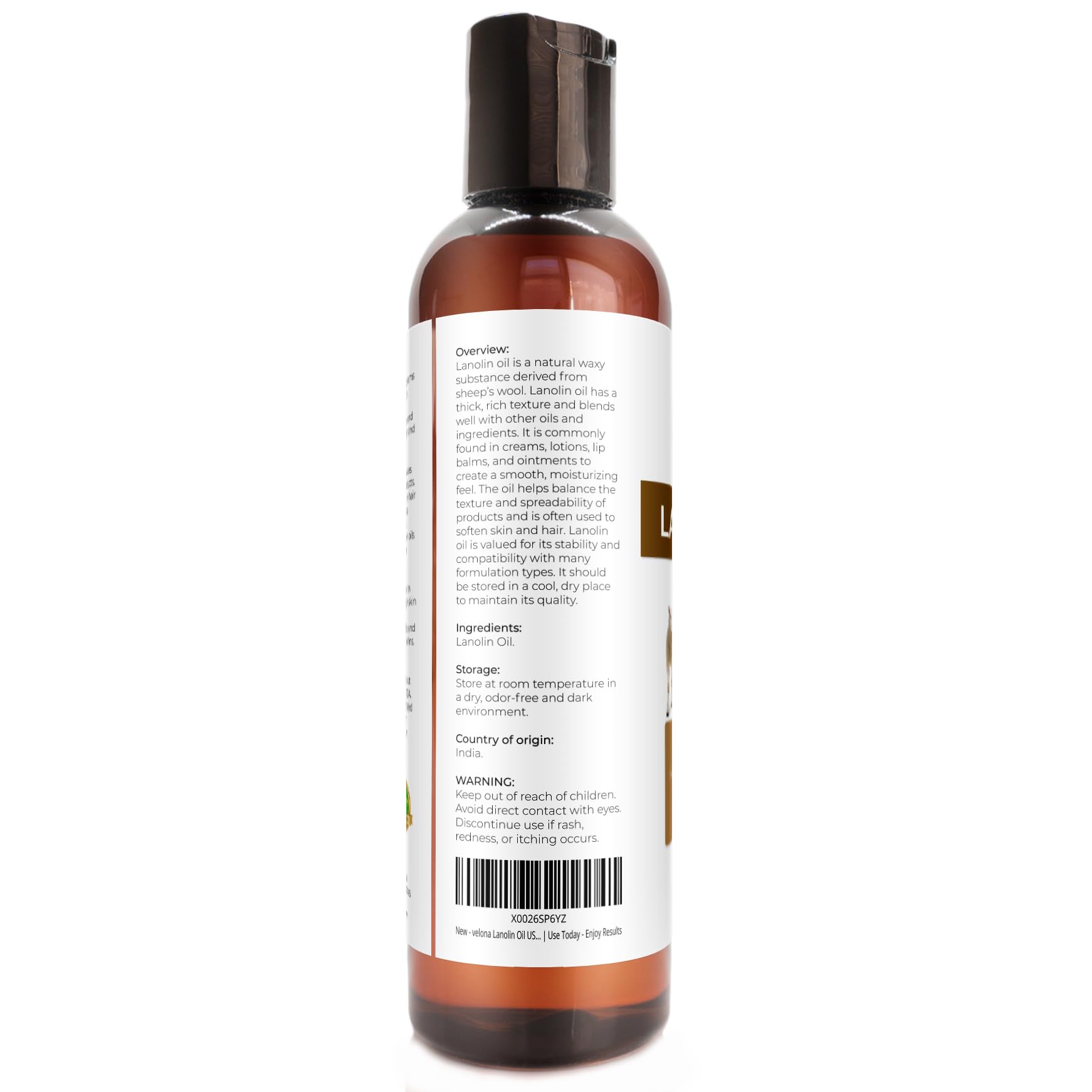 Velona Lanolin Oil applied to skin to lock in moisture.