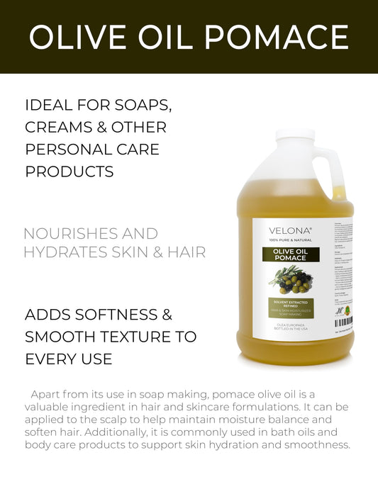 Velona Olive Pomace Oil label closeup highlighting refined, fragrance-free carrier oil