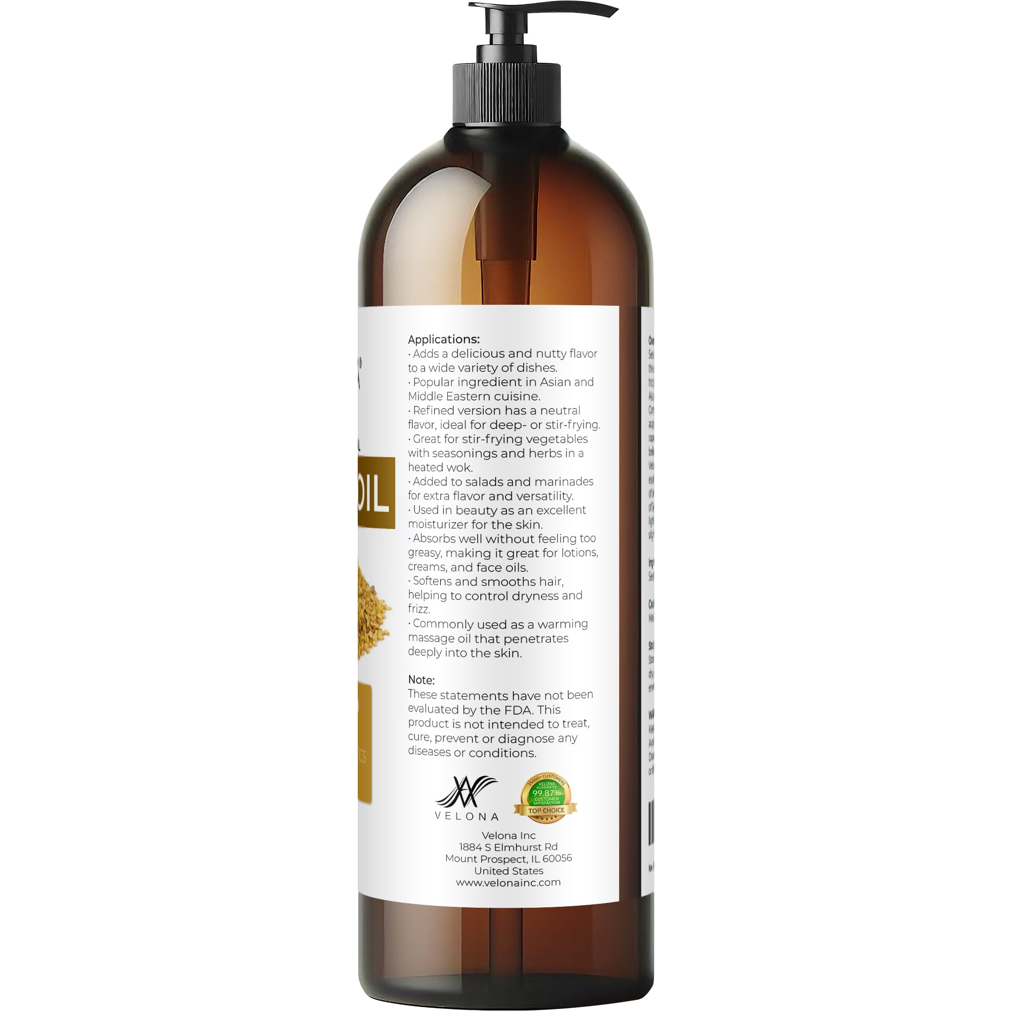 Velona Sesame Seed Oil skin-care blend shows silky, non-greasy moisture for daily routines