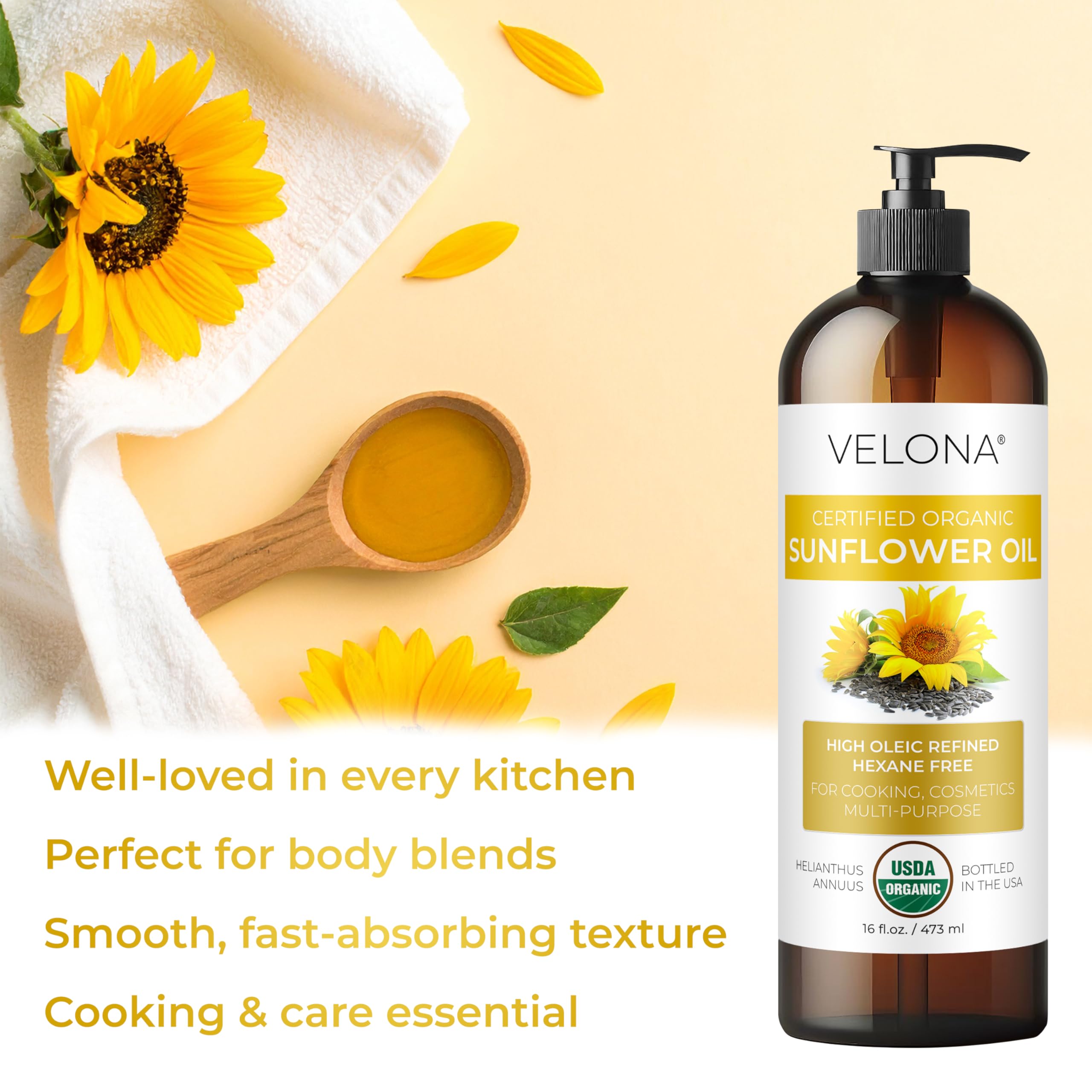 Velona Sunflower Oil cooking usage supports light finishing and neutral flavor
