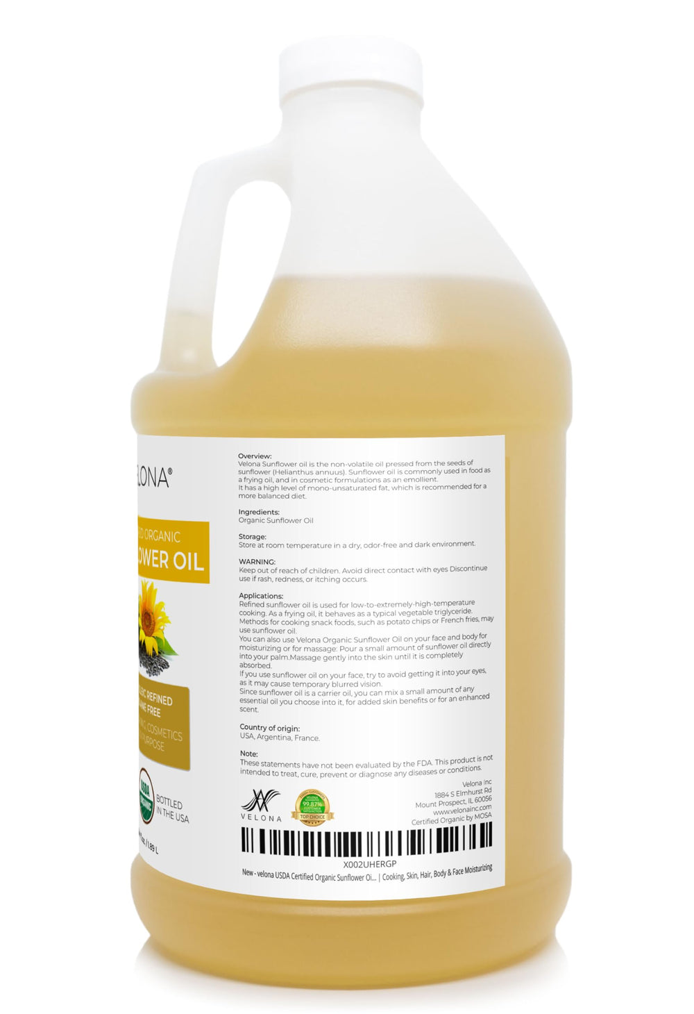 Velona Sunflower Oil skin application for quick absorption and moisture