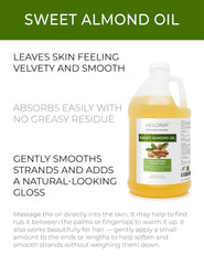 Velona Sweet Almond Oil texture close-up showing silky, lightweight nourishment.
