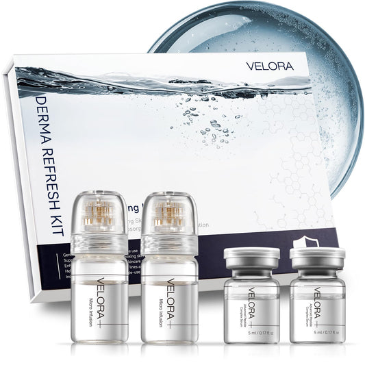 VELORA Micro Infusion System bottle and ampoule for hygienic at home skincare routine.